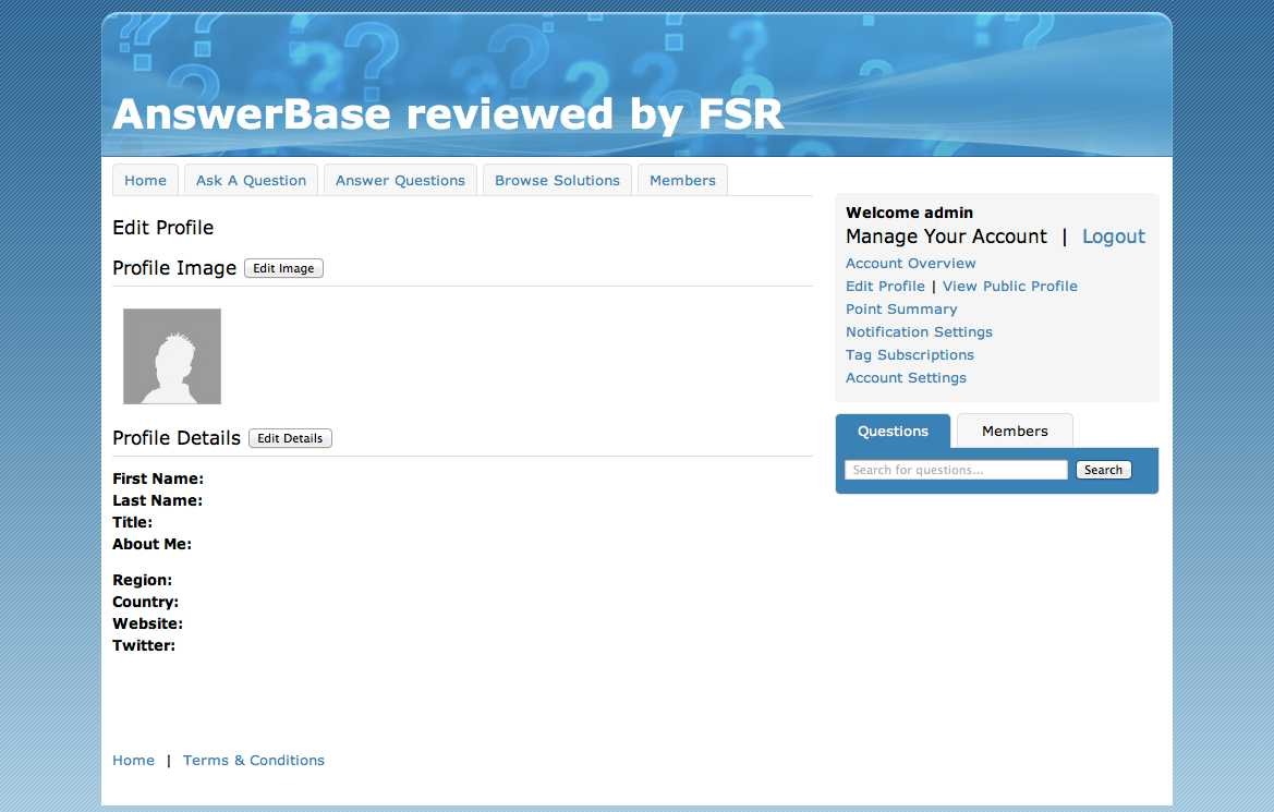 Answerbase - Edit Profile